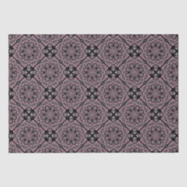 Dusky Rose Fronds Mandala Geometric Diamond Tile Seidenpapier