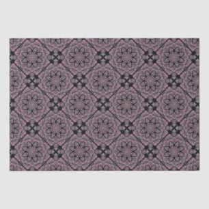 Dusky Rose Fronds Mandala Geometric Diamond Tile Seidenpapier