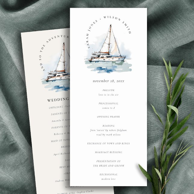 Dusky Sailboat Seascape Wedding Programm (Von Creator hochgeladen)