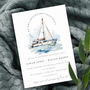 Dusky Sailboat Yacht Seascape Hochzeit Jahrestag Einladung