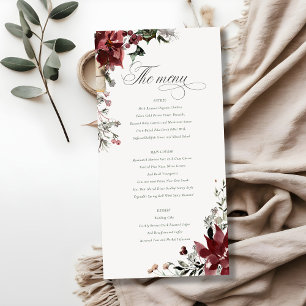 Dusky Warm Winter Festival Fauna Wedding Menu Card Dankeskarte