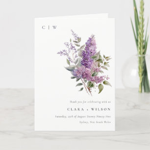 Dusky Watercolor Lilac Hütte Blumenzehen Dankeskarte