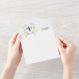 Dusky Wildblume Monogram Wappen Wedding All In One Einladung