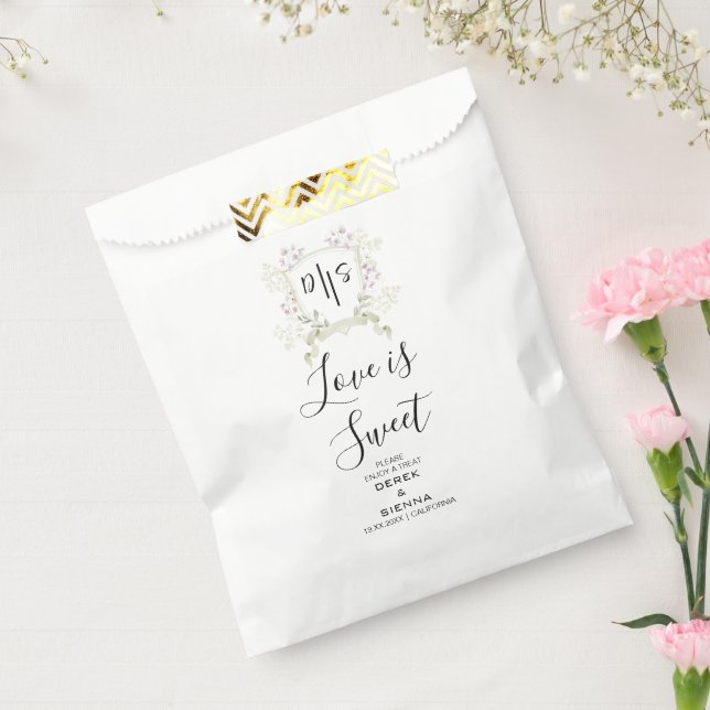 Dusky Wildblume Monogram Wappen Wedding Geschenktütchen (Versiegelt)