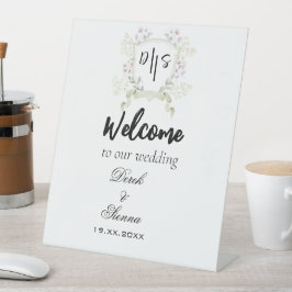 Dusky Wildblume Monogram Wappen Wedding Sockelschild