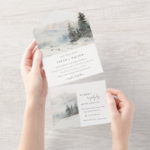 Dusky Winter Snow Mountain Landscape Wedding