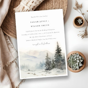 Dusky Winter Snow Mountain Landschaft Hochzeit Einladung