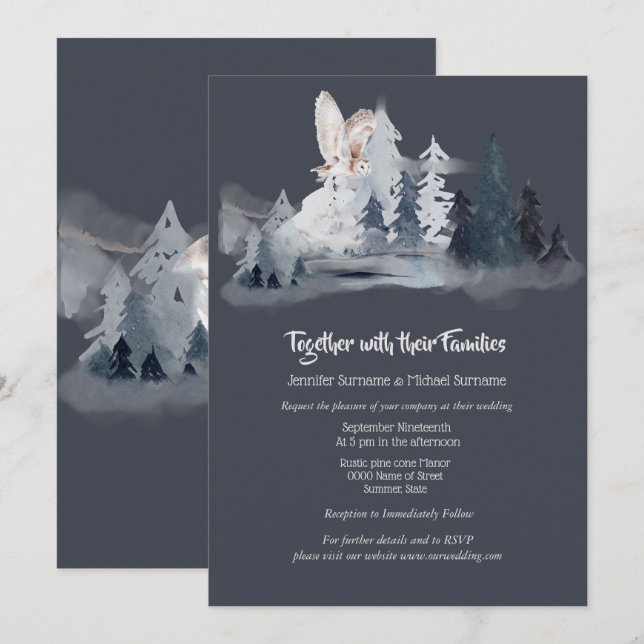 Duskyblau-graue Kiefernwälder Einladung (Vorne/Hinten)