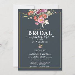 Duskyblau, rosa Brautparty Einladung