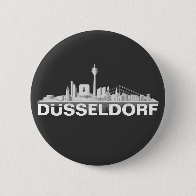 Düsseldorf City Skyline Button / Pin / Anstecker (Vorderseite)