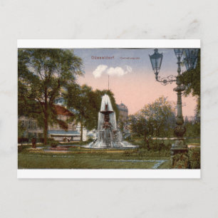 Düsseldorf Corneliusplatz Vintage Brunnenansicht Postkarte