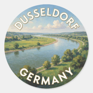 Düsseldorf Deutschland Rhein Ufer 🌊 Runder Aufkleber