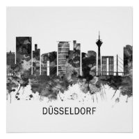 Dusseldorf Germany Skyline BW