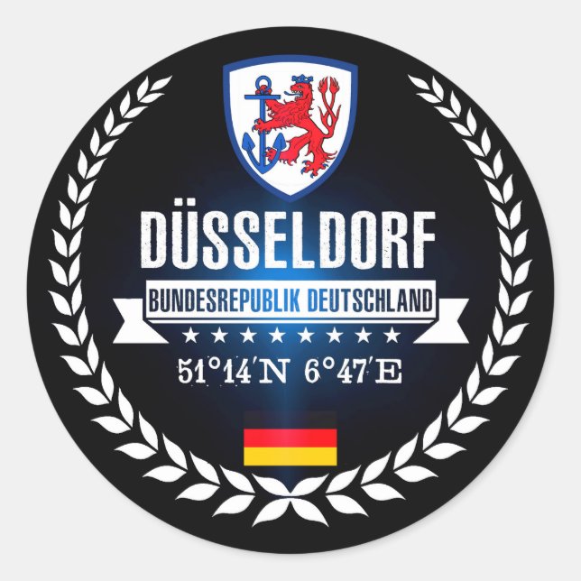 Düsseldorf Runder Aufkleber (Vorderseite)