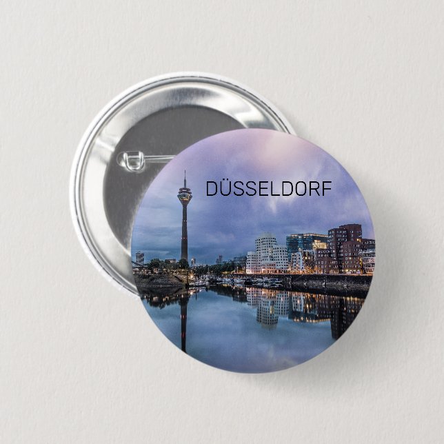 Dusseldorf Skyline Deutschland Holiday Sunset Souv Button (Vorne & Hinten)