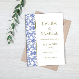 Dust Blue und White Elegante Wedding Einladung