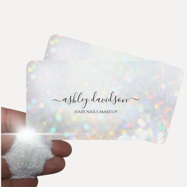 Dust Modern Glam Business Cards mit weißem Glitzer Visitenkarte (Von Creator hochgeladen)