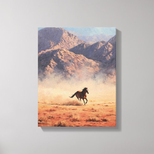Dust Storm Mustang Mountain Painting Leinwanddruck (Vorderseite)