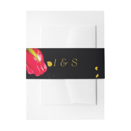 Düster-blumiges schwarzes und goldenes Bauchband Einladungsbanderole