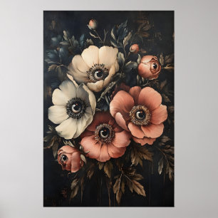 Düster dunkle Blumen mit Augen Druck, seltsame Blu Poster