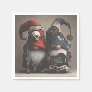 Düster-fantastische Gnome halten Herz mit Text Serviette