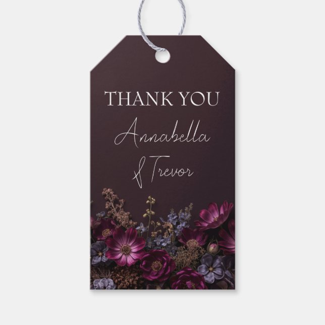 Düster florale wilde Herbst-Blumen Hochzeit Geschenkanhänger (Vorderseite)