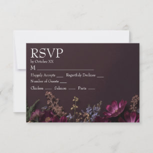 Düster florale wilde Hochzeitsblumen mit individue RSVP Karte