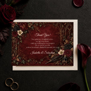 Düster-gotische Dark-Academia-Hochzeit Dankeskarte