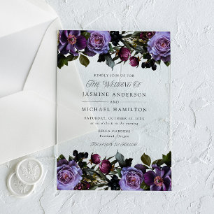 Düster-gotische florale Hochzeit Acryleinladungen