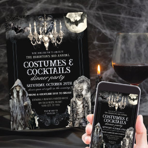 Düster-gotische Halloween-Kostüm-Cocktailparty Einladung
