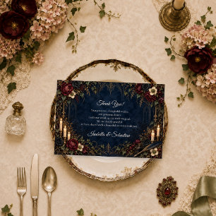 Düster-gotische Kerzenhochzeit Dankeskarte