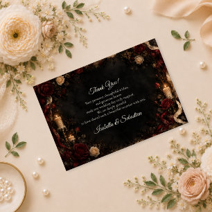 Düster-gotische Kerzenlicht-Hochzeit Dankeskarte
