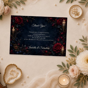 Düster-gotische Rosenhochzeit Dankeskarte
