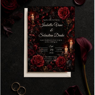 Düster-gotische Rosenhochzeit Einladung