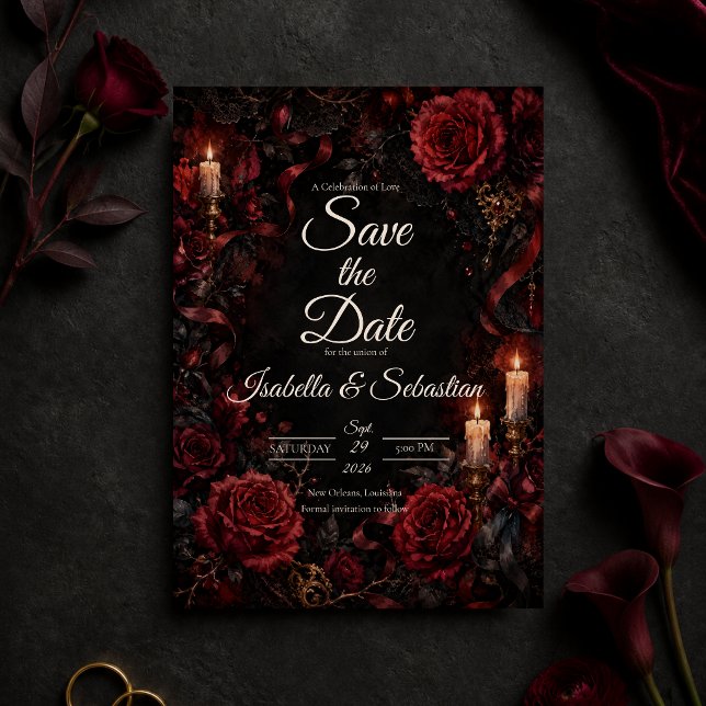 Düster-gotische Rosenhochzeit Save The Date (Von Creator hochgeladen)