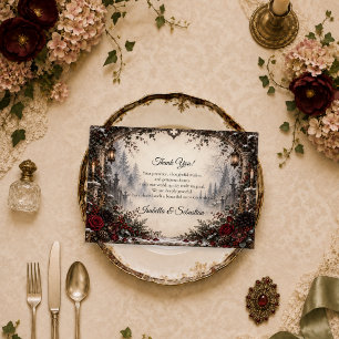 Düster-gotische Winterhochzeit Dankeskarte