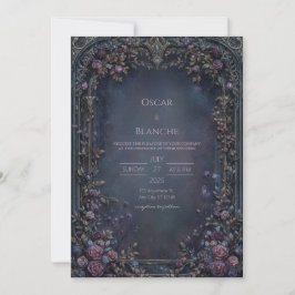 Düster Indigo Gotische Rosenbogen-Hochzeit Einladung