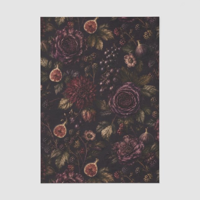 Düster romantische dunkle botanische Hochzeit Seidenpapier (Vorderseite)