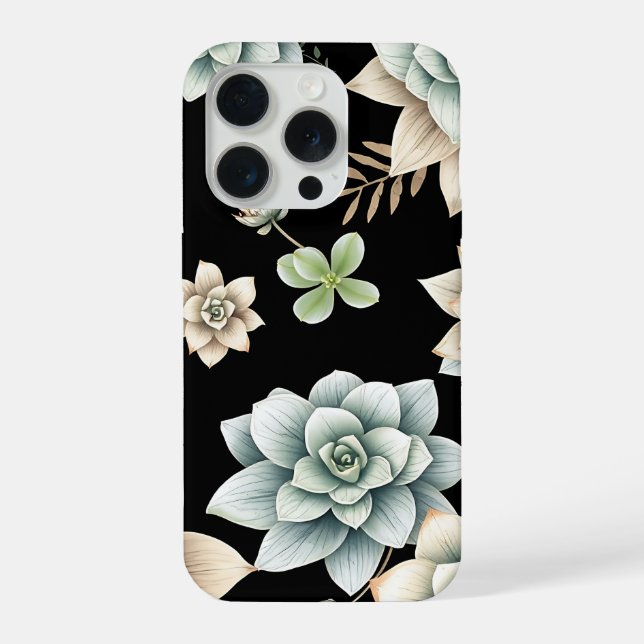 Düster Sukkulente Rosette Schwarz Botanisch Luxus  iPhone Hülle (Rückseite)
