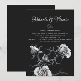 Düster weiße dornige Rosen gothic Hochzeit Einladung