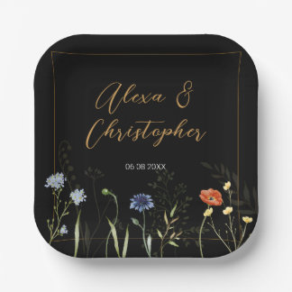 Düster-wilde Blumen Boho-Botanische Hochzeit Pappteller