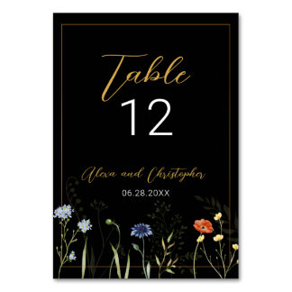 Düster-wilde Blumen Boho-Botanische Hochzeit Tischnummer