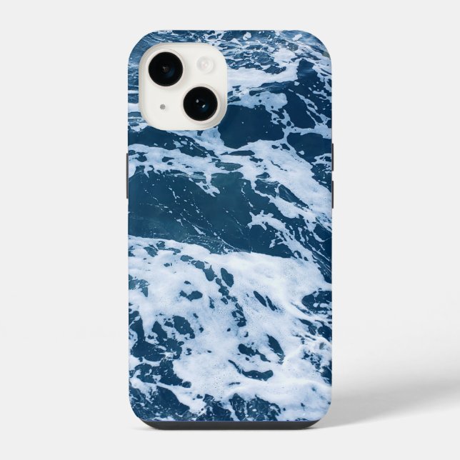 Düsterblaue Meereswellen iPhone Hülle (Rückseite)