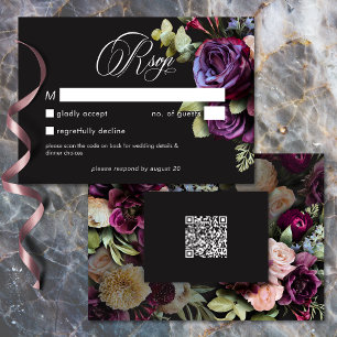 Düstere dunkle florale schwarze Burgunder-Romanisc RSVP Karte