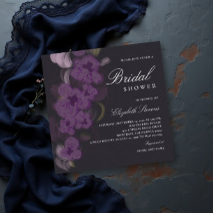 Düstere dunkle violette Orchideen Romantische Brau Einladung