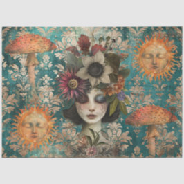 Düstere Fantasy-Garten Collage Decoupage Seidenpapier