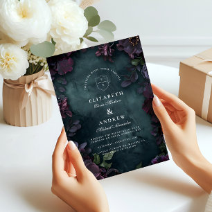 Düstere Florale Hochzeit Einladung