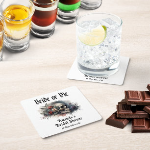 Düstere Gothic Braut oder Stirb Brautparty Glasuntersetzer