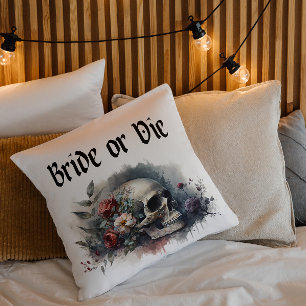 Düstere Gothic Braut oder Stirb Brautparty Kissen
