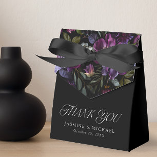 Düstere gotische lila Blumenhochzeit Danke Geschenkschachtel